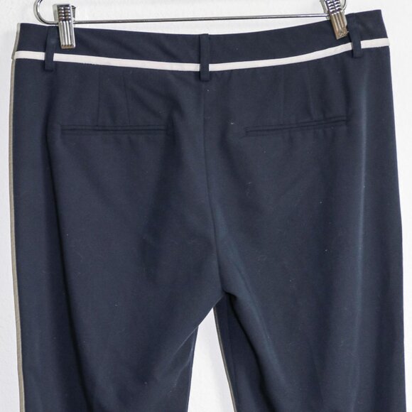 Willi Smith Navy Blue White Stripe Low Rise Trousers Size 8 Workwear Office Pant - Picture 4 of 4